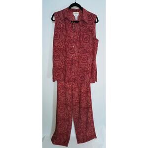 Talbots Pure Silk Top & Pants‎ Set - Women's Size 16 - Wide Leg Pants w/ Top